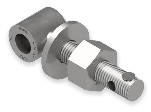 7/8 x 5-Inch Stainless Steel Eyebolt Assembly with Seal Hole, Thick Head and Huck Rivet, Heavy Square Nut