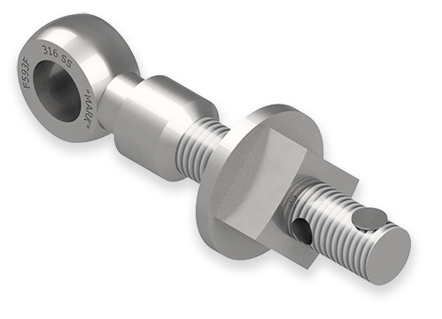 7/8 x 6-Inch Stainless Steel Eyebolt Assembly with Seal Hole and Safety Collar, Heavy Square Nut, Lubed