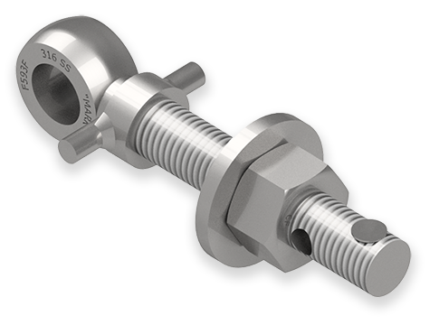 7/8 x 6-Inch Stainless Steel Eyebolt Assembly with Seal Hole and Safety Collar, Heavy Hex Nut