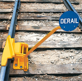 1-Way Hinged Derail with Sign, Left Throw
