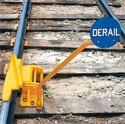 1-Way Hinged Derail with Sign, Left Throw