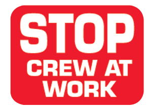 Stop Crew at Work Sign Plate, Blue