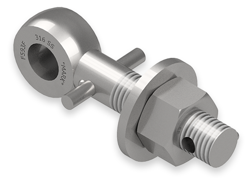 1 x 5-Inch Stainless Steel Eyebolt Assembly with Pin and Seal Hole, Heavy Hex Nut