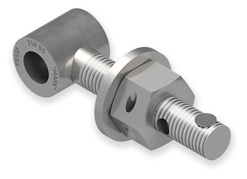 7/8 x 5-Inch Stainless Steel Eyebolt Assembly with 2 Seal Holes, Huck Rivet and Thick Head, Heavy Hex Nut