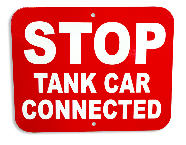 Stop Tank Car Connected Sign Plate, Red