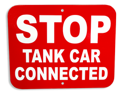 Stop Tank Car Connected Sign Plate, Red