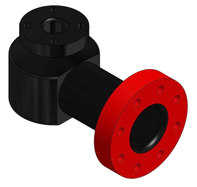 Pipe Elbow 4 inch x 2 inch ANSI flange x 90º, 8 inch height, 5-3/16 inch length