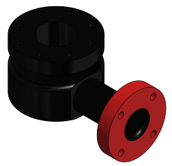 Pipe Elbow 4 inch TTMA Flange x 2 inch ANSI Flange x 90°, 7 inch height, 23-11/16 inch length