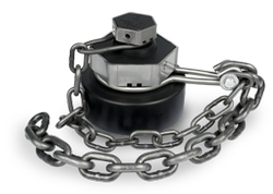 4-Inch Aluminum Bottom Outlet Cap with Carbon Steel Chain