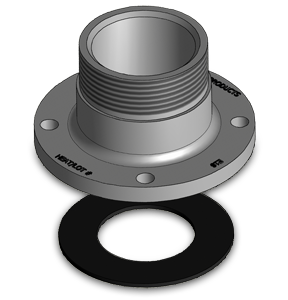 4 inch Bottom Outlet Nozzle Assembly, Stainless Steel, 7-3/4 inch Bolt Circle with Black Nitrile Gasket