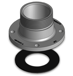 4 inch Bottom Outlet Nozzle Assembly, Stainless Steel, 7-3/4 inch Bolt Circle with Black Nitrile Gasket