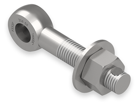 1 x 5-1/2-Inch Stainless Steel Eyebolt Assembly with Huck Rivet, Heavy Hex Nut