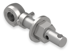 1 x 6-Inch Stainless Steel Eyebolt Assembly with a Seal Hole, Collar and Huck Rivet, Heavy Hex Nut