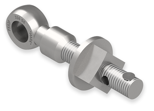 7/8 x 6-Inch Stainless Steel Eyebolt Assembly with Seal Hole and Safety Collar, Heavy Square Nut, Lubed