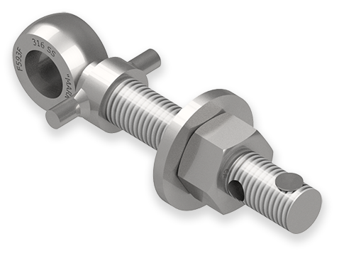 7/8 x 6-Inch Stainless Steel Eyebolt Assembly with Seal Hole and Safety Collar, Heavy Hex Nut