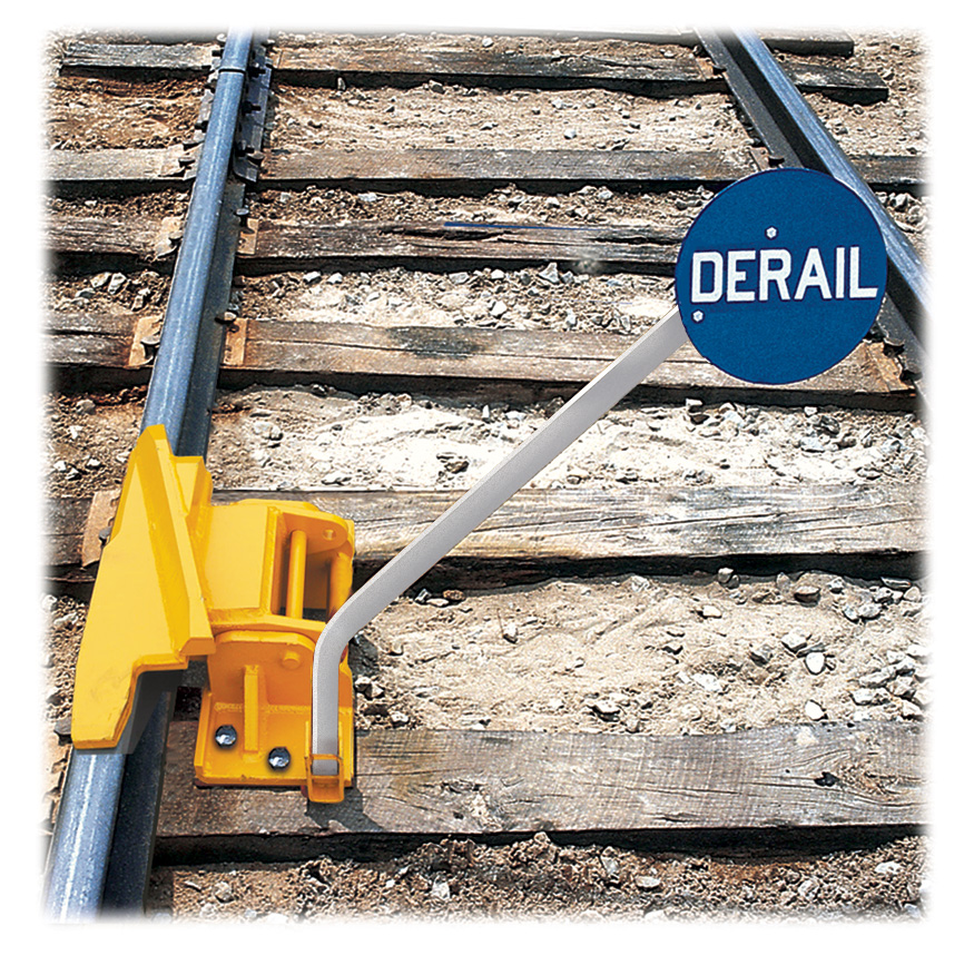 1-Way Hinged Derail with Sign, Left Throw