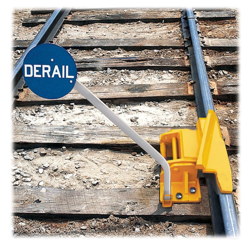 1-Way Hinged Derail with Sign, Left Throw