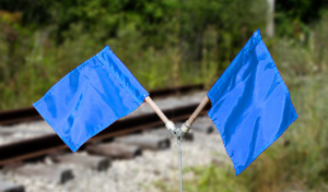 Blue Nylon Flag with Wooden Dowel Handle