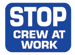 Stop Crew at Work Sign Plate, Blue