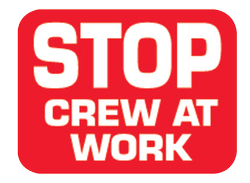 Stop Crew at Work Sign Plate, Blue