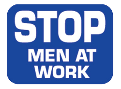 Stop Men At Work Sign Plate, Blue