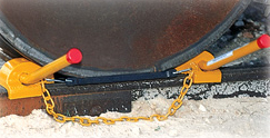 Double Wheel Chock, Exposed Rail