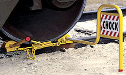 Double Wheel Chock with Tightener, Padlock and Flag