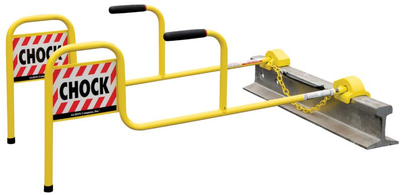 Stay Clear Double Chock with Flag, Exposed Rail