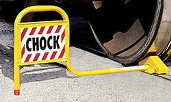 Single Wheel Chock with Flag, Flush Rail