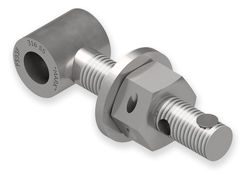 7/8 x 5-Inch Stainless Steel Eyebolt Assembly with 2 Seal Holes, Huck Rivet and Thick Head, Heavy Hex Nut