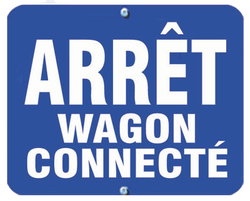 Arret Wagon Connecte Sign Plate, Blue