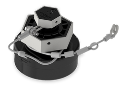 4-Inch Nylon Bottom Outlet Cap with Black Viton A Gasket and Stainless Steel Cable
