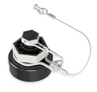 4-Inch Nylon Bottom Outlet Cap with Black Nitrile Gasket and 2 Stainless Steel Cables