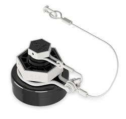 4-Inch Nylon Bottom Outlet Cap with Black EPDM Gasket and 2 Stainless Steel Cables
