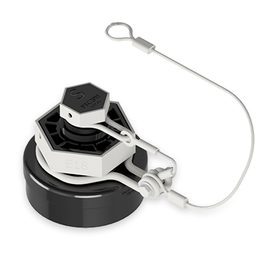 4-Inch Nylon Bottom Outlet Cap, with 2 Stainless Steel Cables