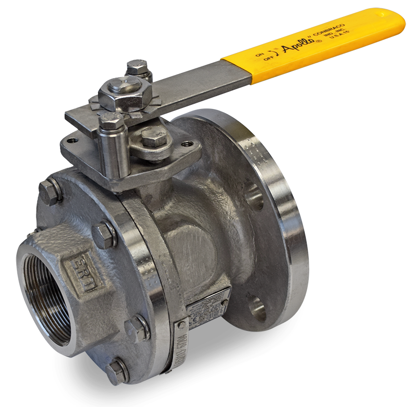 2 inch Flange x Thread Ball Valve, Stainless Steel, Full Port and Fire Safe