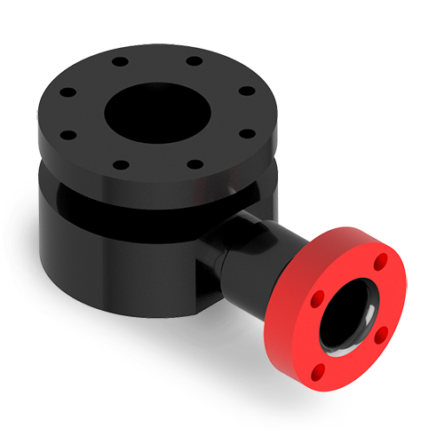 Pipe Elbow 4 inch x 2 inch ANSI flange x 90º, 6-1/4 inch height, 10 inch length