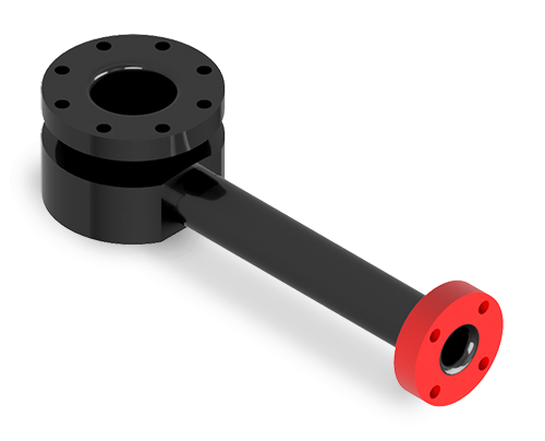 Pipe Elbow 4 inch x 2 inch ANSI flange x 90º, 6-1/4 inch height, 22-1/2 inch length