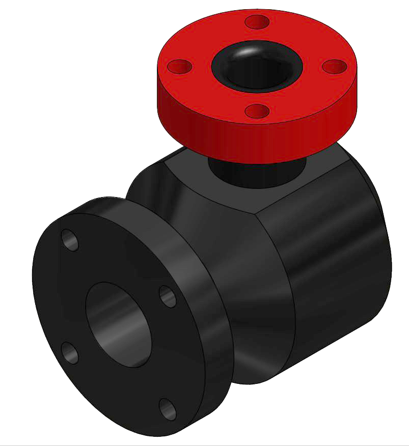 Pipe Elbow 4 inch x 2 inch ANSI flange x 90°, 9-1/2 inch height, 6 inch length