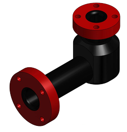 Pipe Elbow 4 inch x 2 inch ANSI flange x 90°, 9-1/8 inch height, 7 inch length