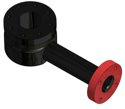 Pipe Elbow 4 inch TTMA Flange x 2 inch ANSI Flange x 90°, 7 inch height, 16-7/8 inch length