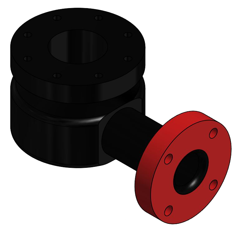 Pipe Elbow 4 inch TTMA Flange x 2 inch ANSI Flange x 90°, 7 inch height, 23-11/16 inch length