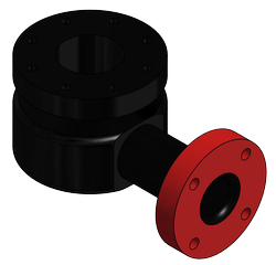 Pipe Elbow 4 inch TTMA Flange x 2 inch ANSI Flange x 90°, 7 inch height, 23-11/16 inch length